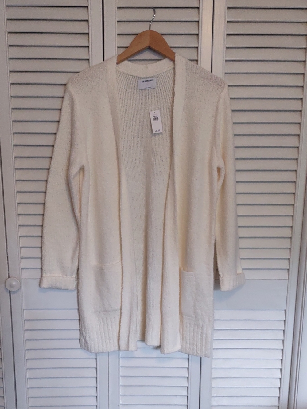 NWT Old Navy Spongy Boucle Longline Cardigan Creme De La Creme Size L Large
